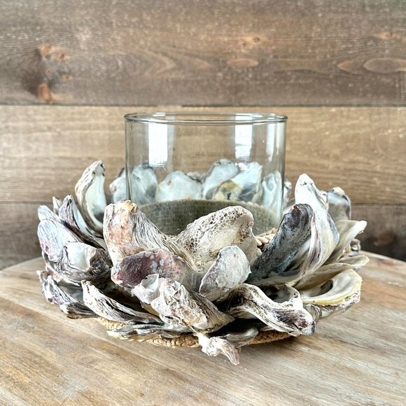 Large Philippines Oyster Shell Seashell Pillar Candle Holder Centerpiece Display - Picture 4 of 12